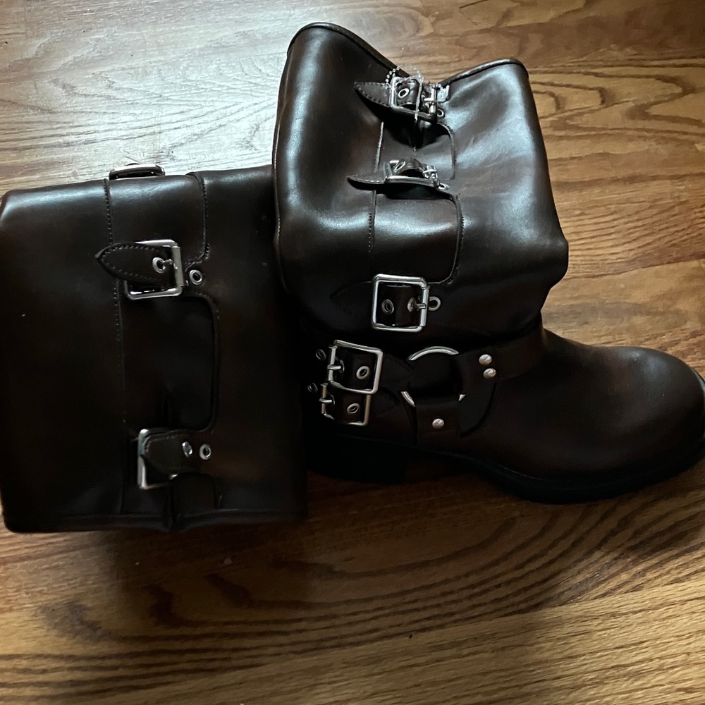 Elegant Brown Leather Buckle Boots
